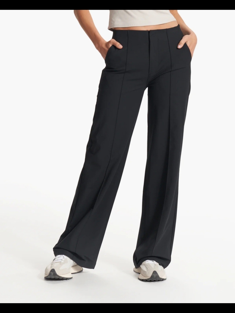 Vuori Black Wide-Leg High-Rise Trousers